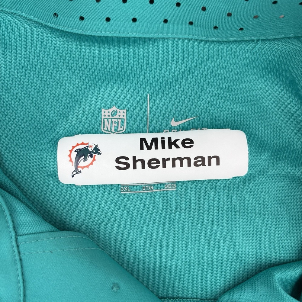 Nike Miami Dolphins NFL Team Issued Polo 3XL Mike Sherman Dri-Fit Aqua - Picture 10 of 16